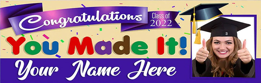 Fun Congratulations You Made It Personalised Graduation Banner