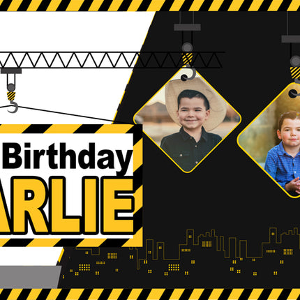 Construction Site Personalised Party Photo Banner