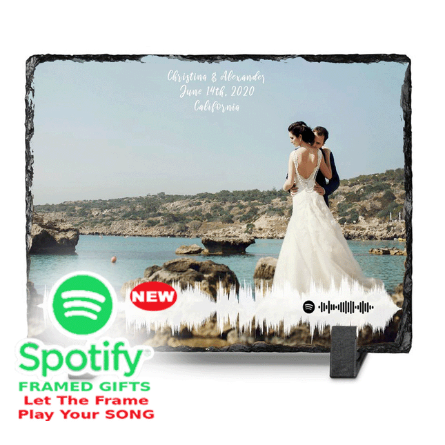 Our First Dance Photo Slate with Spotify Code Wedding Gift