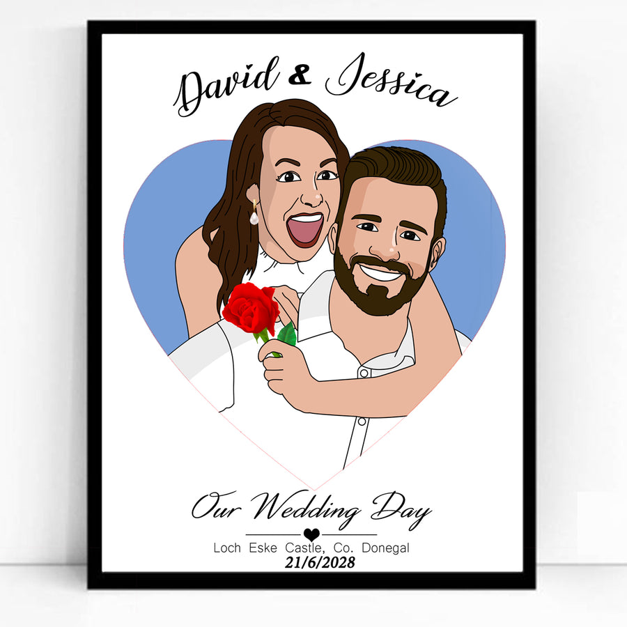 Our Wedding Day Half Body CartoonMeNow Hand Drawn Caricature Portrait Wedding Gift