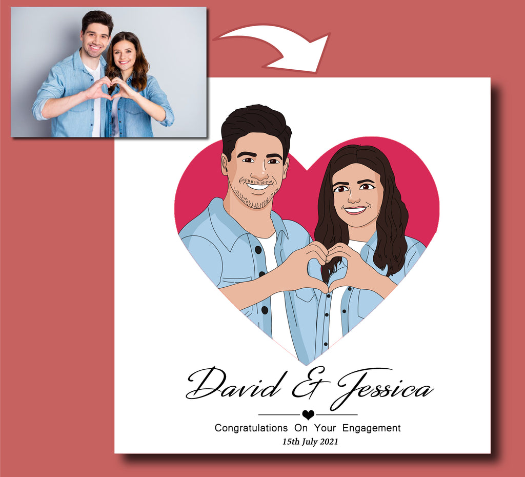 Our Engagement Upperbody Caricature Portrait Wedding Gift