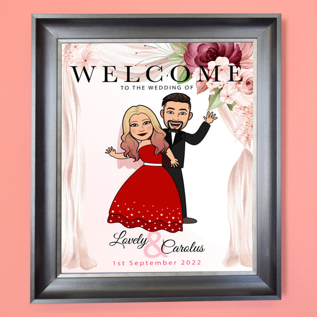 Custom Bitmoji Caricature Wedding Welcome Frame