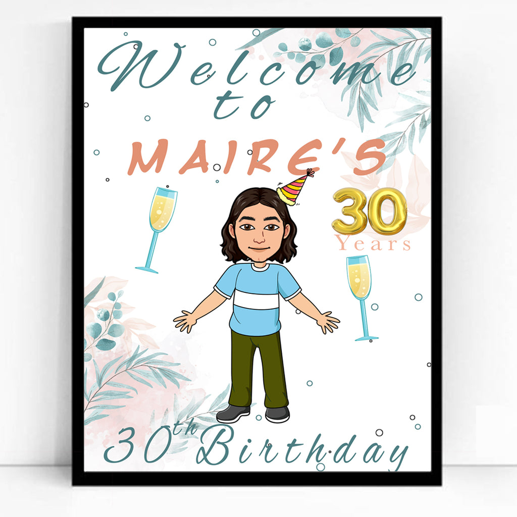 Birthday Welcome Sign board unique Caricature Framed