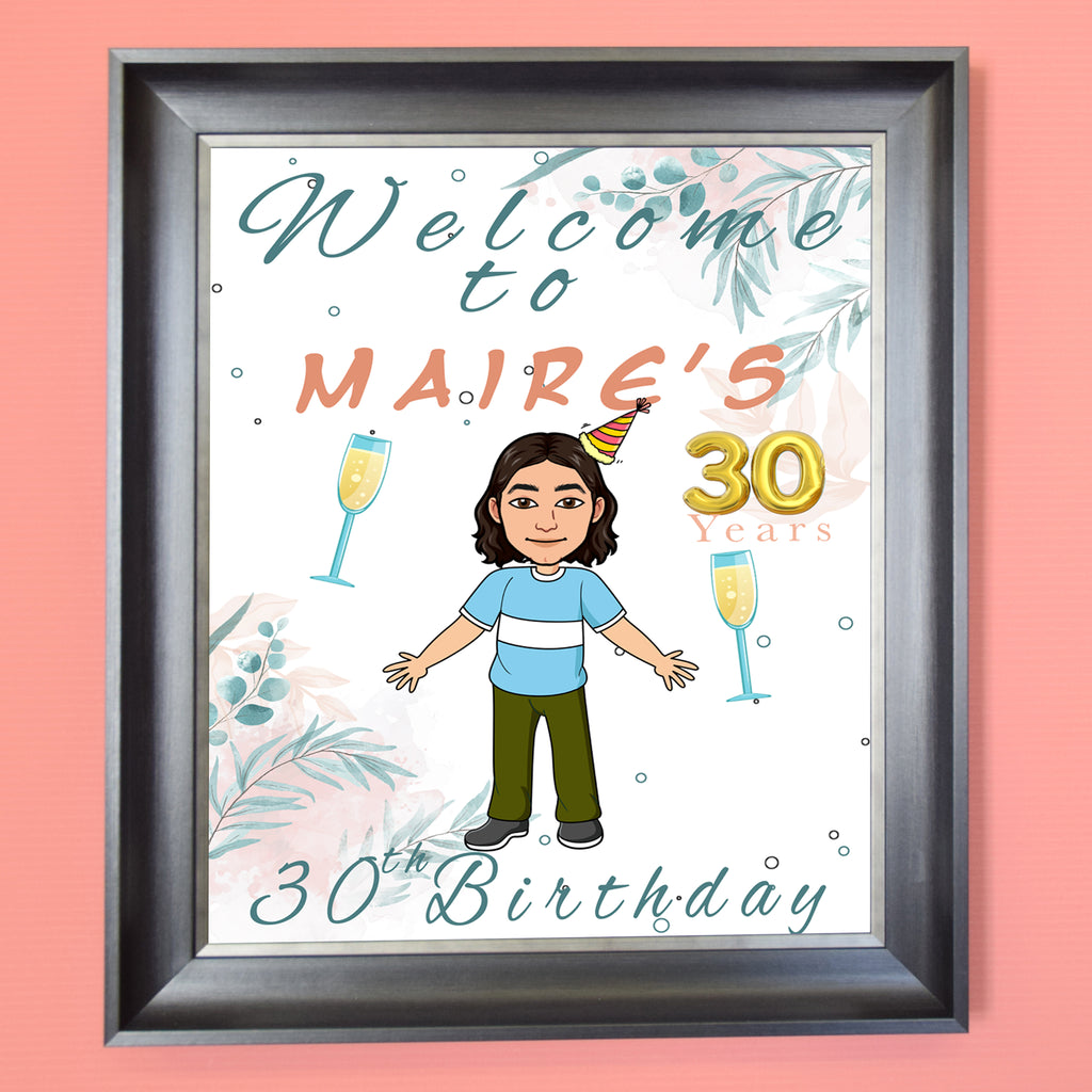 Birthday Welcome Sign board unique Caricature Framed
