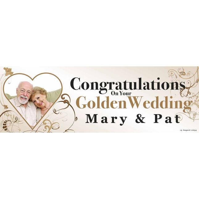 Golden Wedding Anniversary Party Personalised Banner