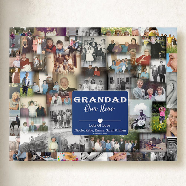 Grandad Our Hero Collage On Canvas