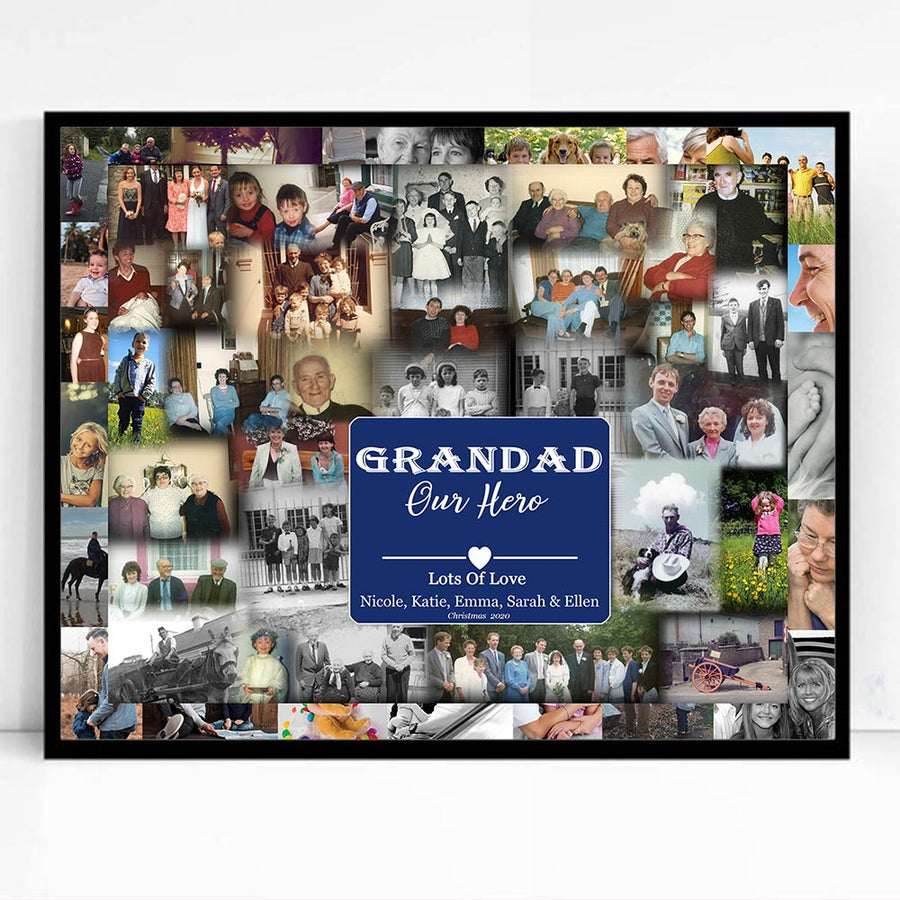 Our Hero Our Grandad Personalised Framed Photo Collage