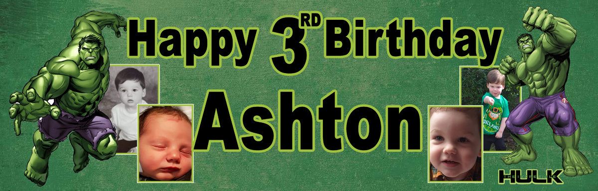 thumbnail image 2 of Personalised Hulk Birthday Banner – Custom Name, Superhero Party Decor, Paper Banner For Kids 2 of 2