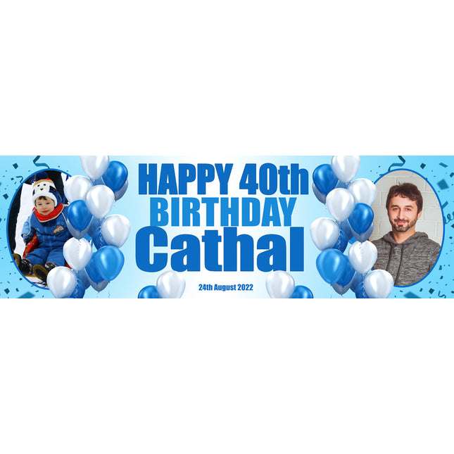 Its A Blue Personalised Birthday photo Banner