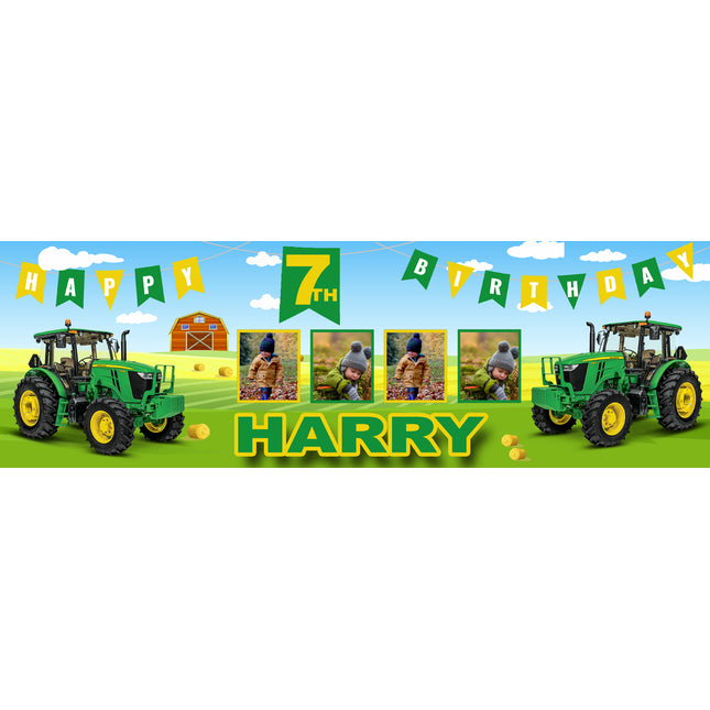 John Deere tractor Personalised Photo Banner