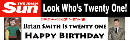 Irish Sun 21 today Headlines Personalised Birthday Photo Banner