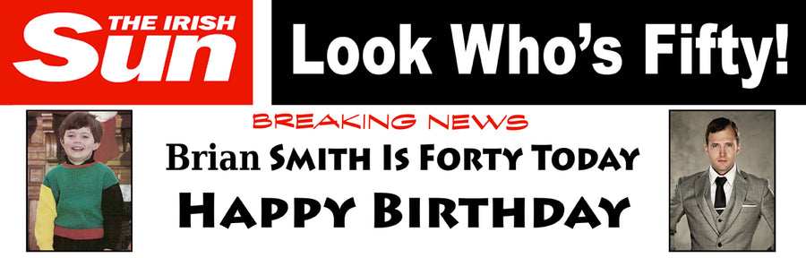 Irish Sun Headlines Personalised Birthday Photo Banner