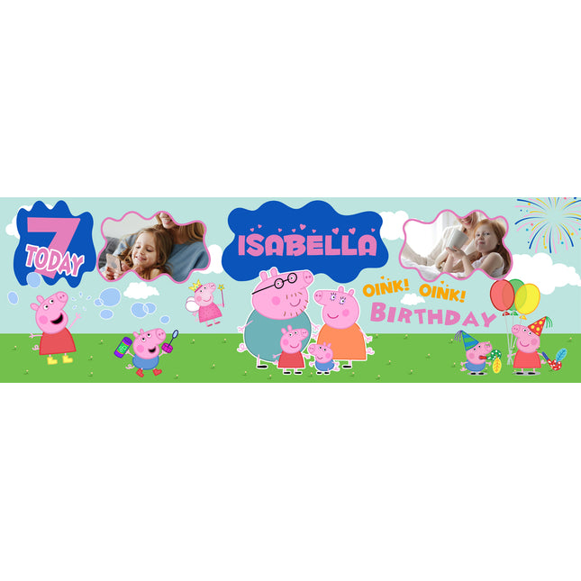 Oink Oink Its A Peppa Party Personalised Photo Banner