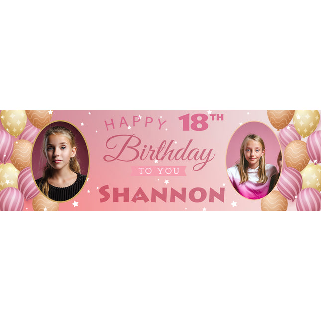Pink & Gold Personalised Birthday Banner