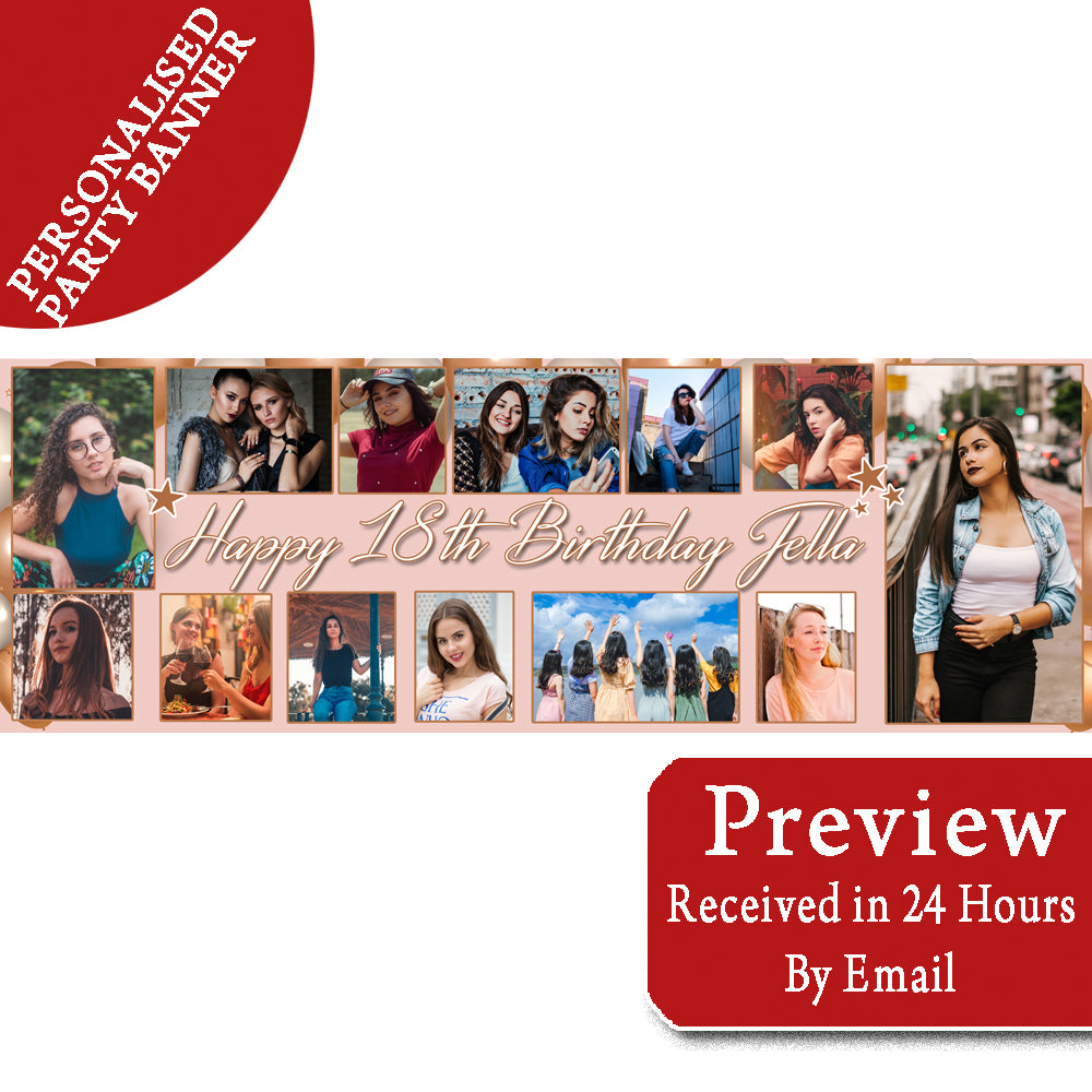 Its My 18th Party Personalised Photo Collage Banner