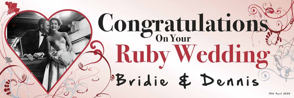 Ruby Wedding Anniversary Party Personalised Banner