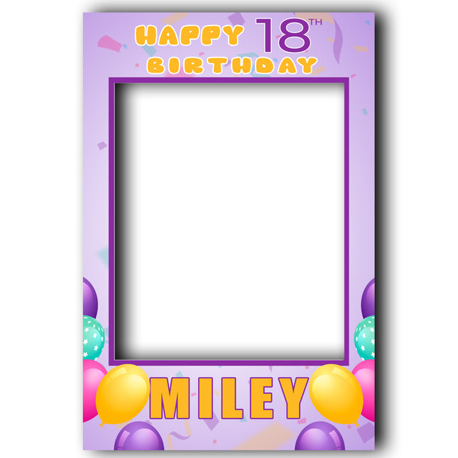 Lilac Balloon Party Personalised Birthday Selfie Frame