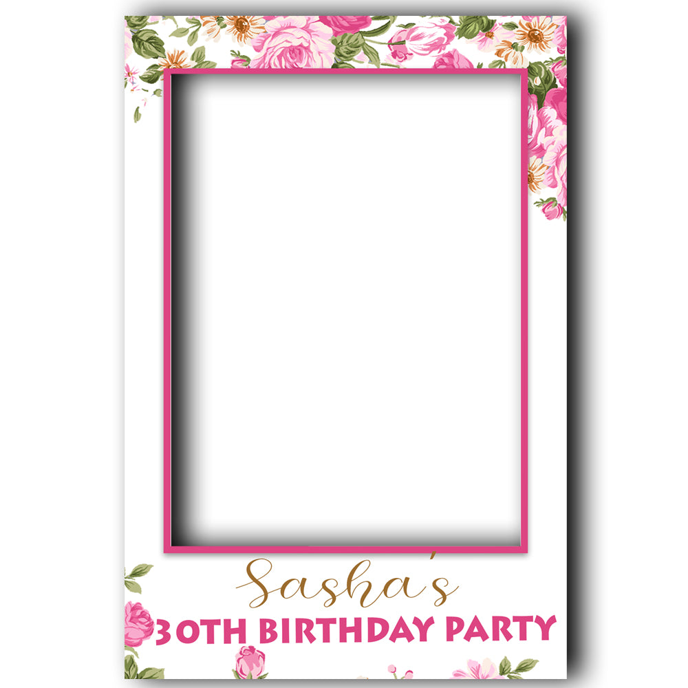 Pink Roses Personalised Birthday Selfie Frame