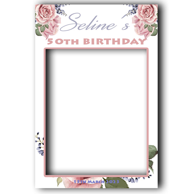 Pink Roses 2 Personalised Birthday Selfie Frame