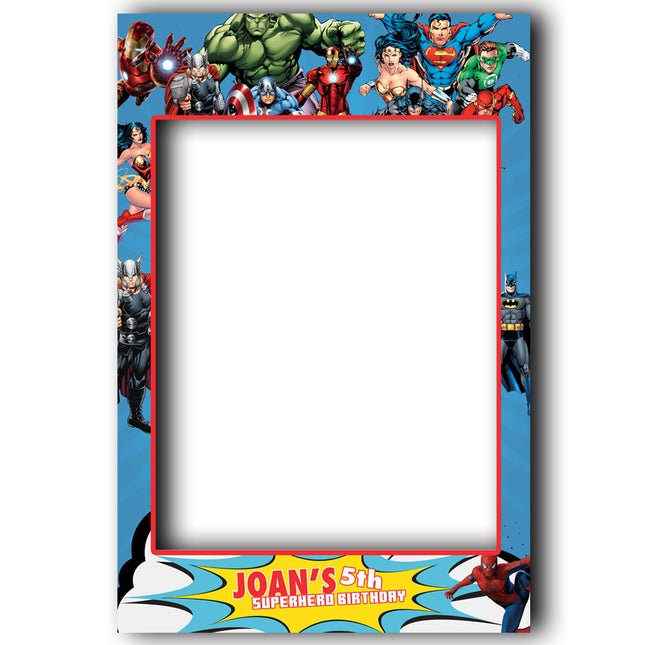 Its A Super Hero Party Personalised Childrens Birthday Selfie Frame