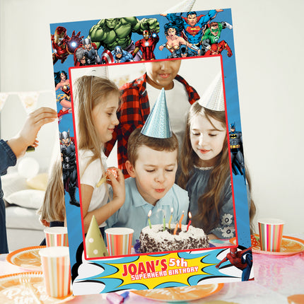 Its A Super Hero Party Personalised Childrens Birthday Selfie Frame