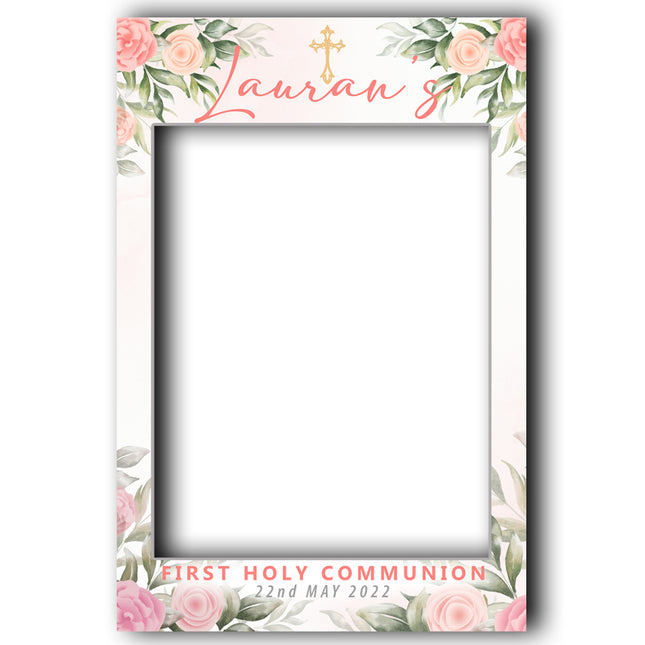 Floral First Holy Communion Party Personalised Selfie Frame