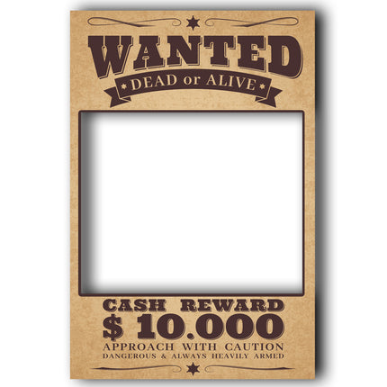 Wanted Dead Or Alive On Cloth Personalised Party Selfie Frame