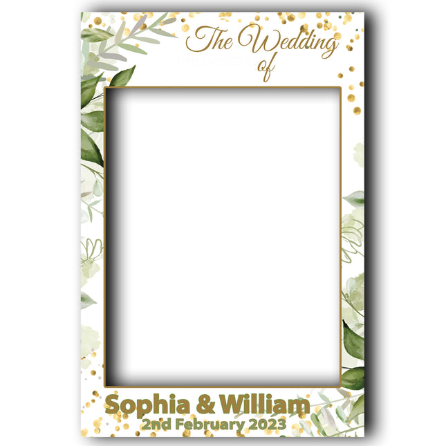Gold Floral Wedding Day Personalised Selfie Frame