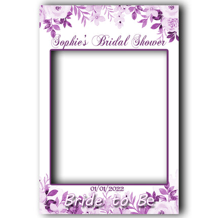 Purple Floral Bridal Shower Personalised Selfie Frame