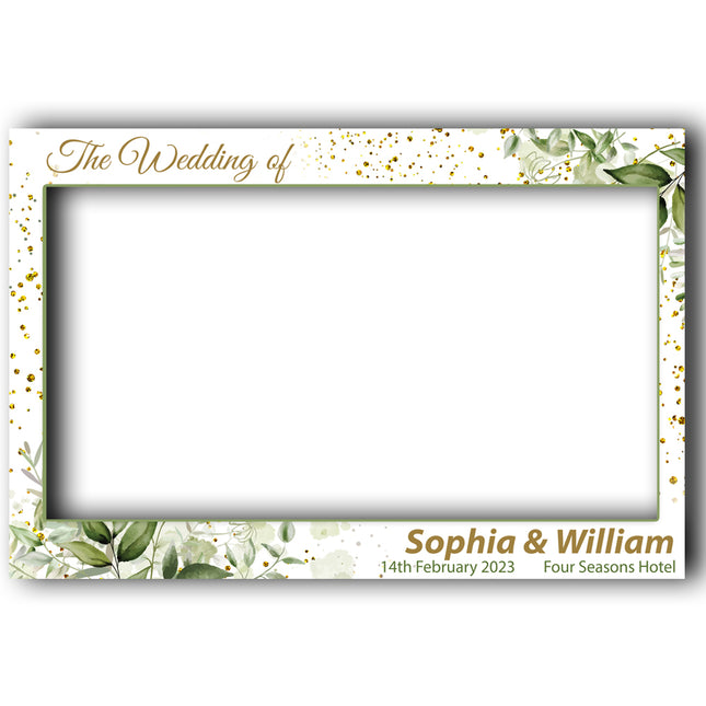 Landscape Gold Floral Wedding Day Personalised Selfie Frame