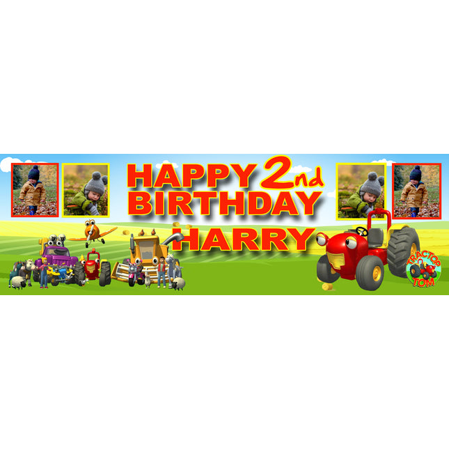 Tractor Tom Personalised Photo Birthday Banner