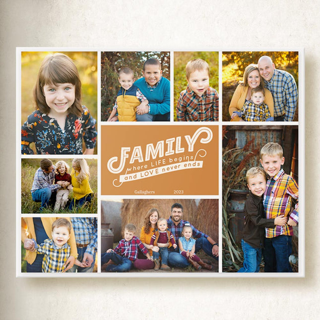 Where Life Begins Family Montage On Canvas