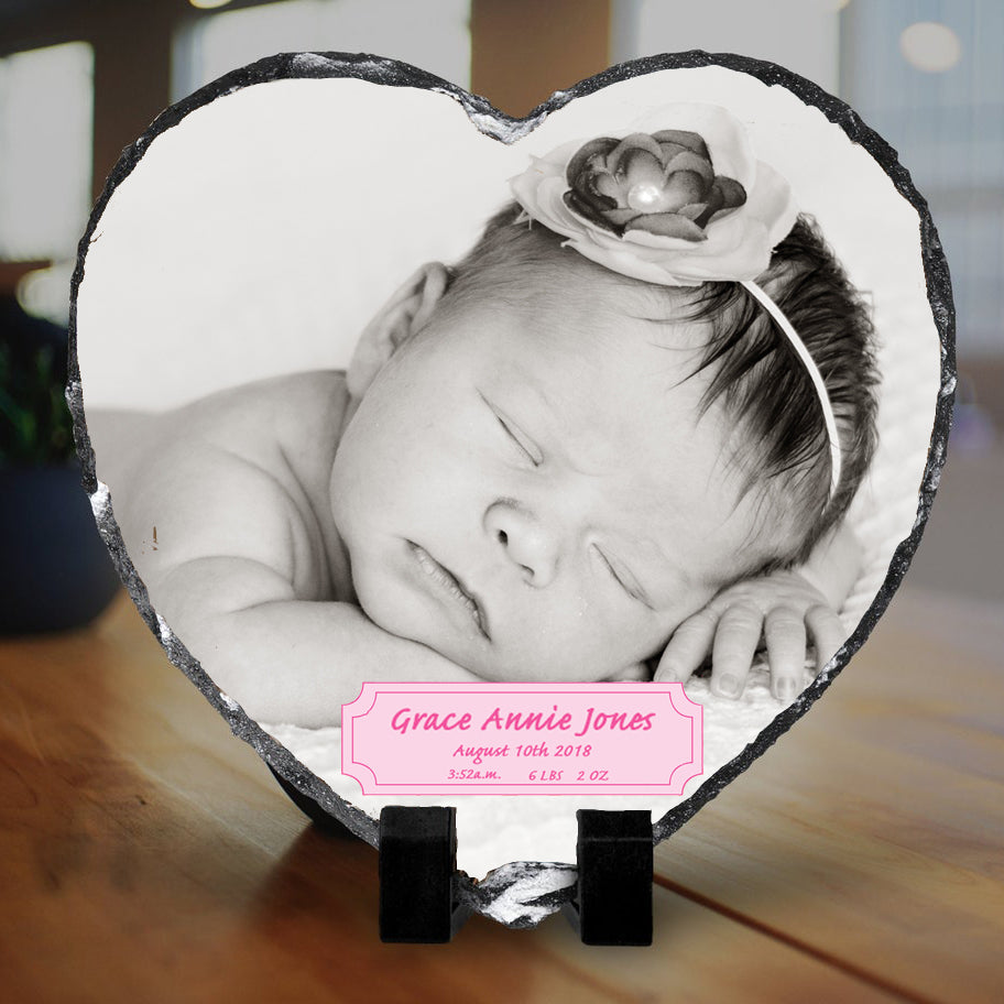 New Baby Heart Photo Slate