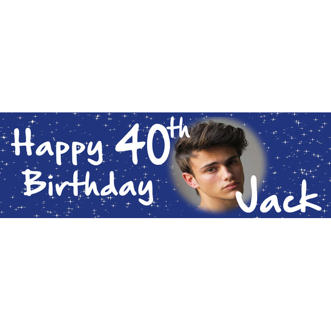 Just Blue 40th Birthday Party Personalised Photo Banner
