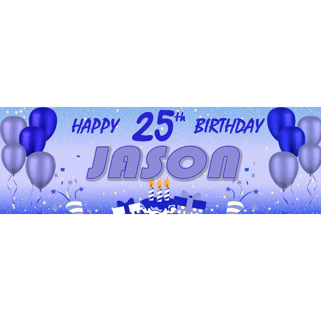 Blue Day Birthday Party Personalised Photo Banner