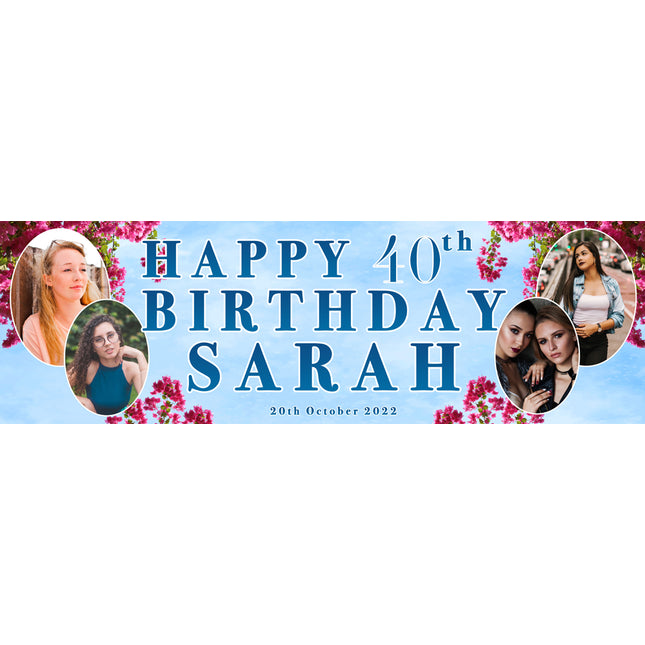 Mamma Mia Blue And Pink 40th birthday Personalised Birthday Banner