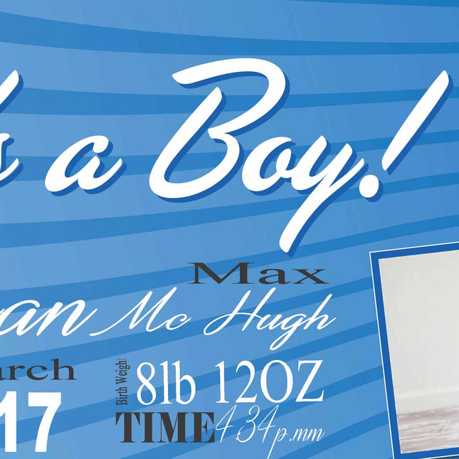 Photo Its A Boy Announcement Personalised Banner
