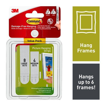 Command™ Picture Frame Hanging Strips Medium Large Value Pack