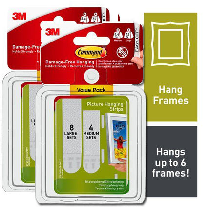 Command™ Picture Frame Hanging Strips Medium Large Double Pack