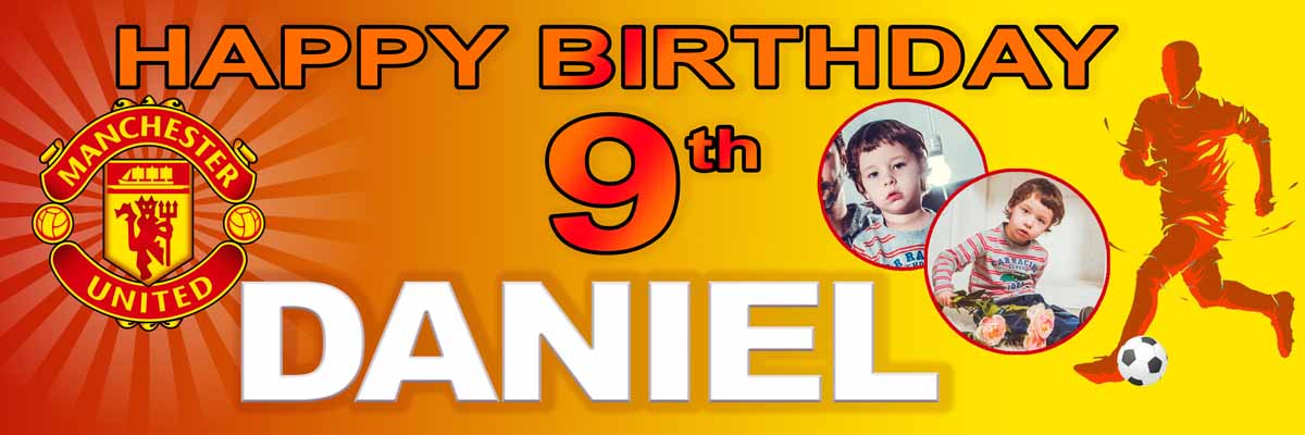 Personalised Football Banner United, City, Town, For Birthday, Celebration, Party, Decoration, Any Name, Age, Colour 2 Per Order Stadium 2 - Foto 5