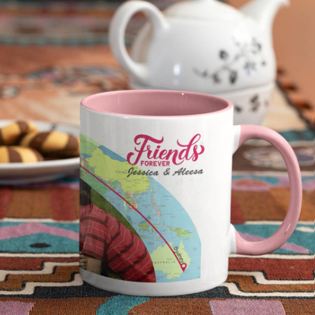 Friends Far Apart Personalised Photo Mug