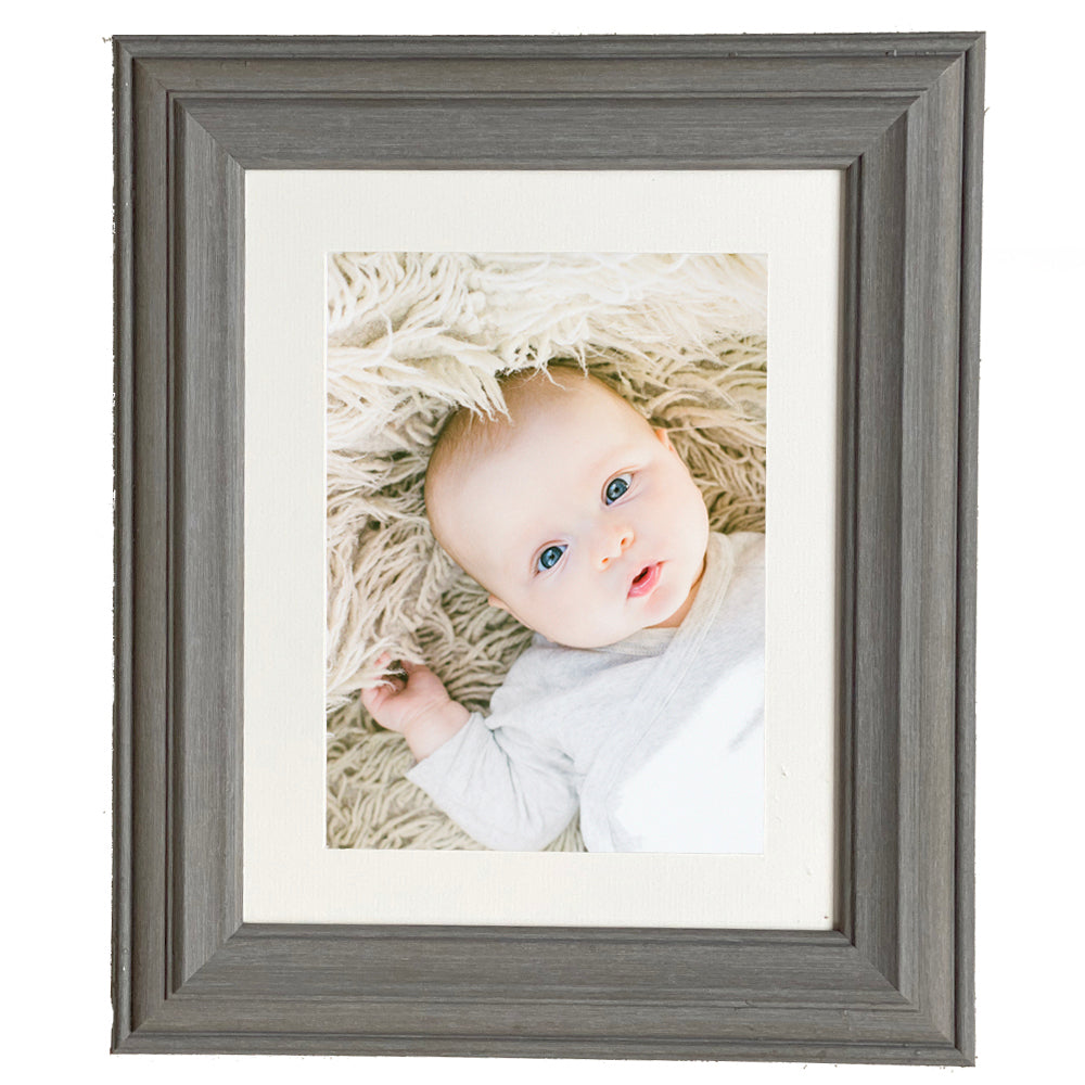 30X25cm (12X10) inch Mounted Atlantic Stone Grey Photo Frame (10X8 Picture Size)