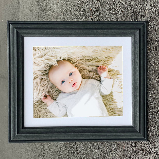 Mounted Atlantic Black Graphite Wooden Photo Frame in Various Sizes