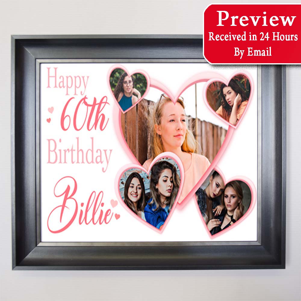 This Is Your Life 60th Birthday Hearts Framed Photo Collage