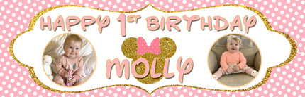 Rose Gold Birthday Personalised Disney Photo Banner