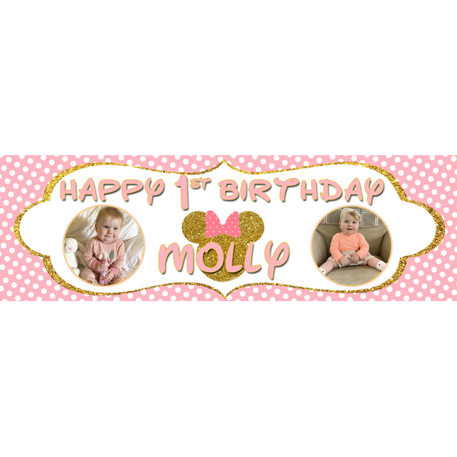 Rose Gold Birthday Personalised Disney Photo Banner
