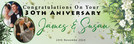 30th Pearl Wedding Anniversary Personalised Photo Banner