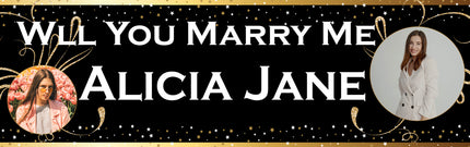 Golden Sparkle Will You Marry Me Proposal Personalised Banner